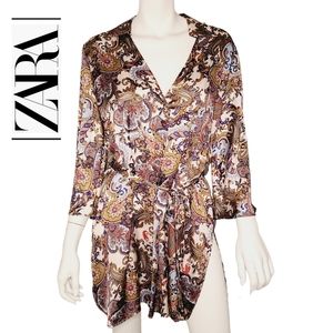 Zara Paisley Mini Dress with Belt
